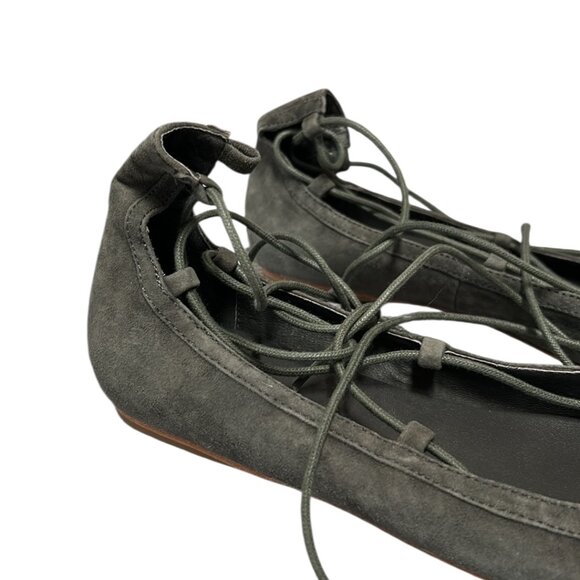 Joie Graphite Gray Suede Ballet Flats with Lace-Up Design Size 37 1/2 - Picture 5 of 7